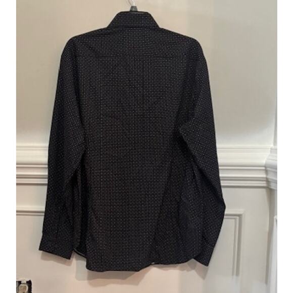 ConStruct 4 Way Stretch Button Up Shirt Mens Large Slim Fit Black Micro Dot NWT - Picture 2 of 8